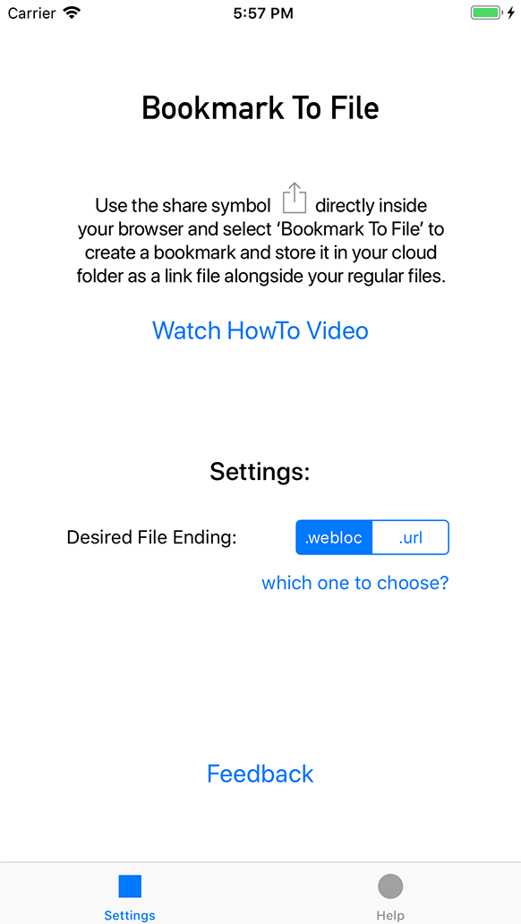 Bookmark To File app Screenshot